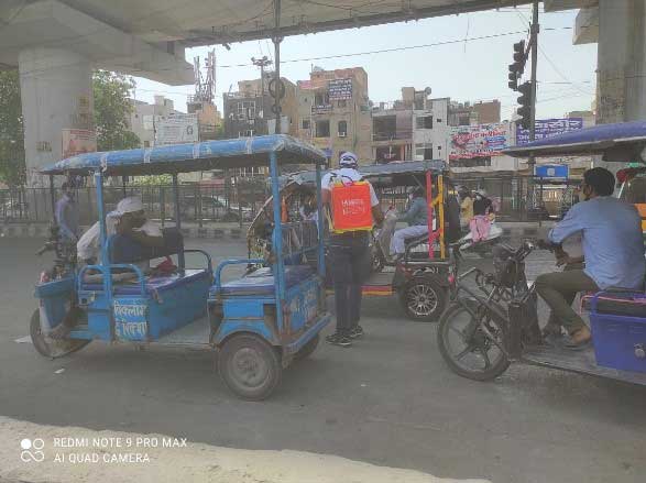 Sanitisation Drive for E-rickshaw and Autos in Uttam Nagar